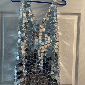 Silver sequin halter dress/tunic S NWT